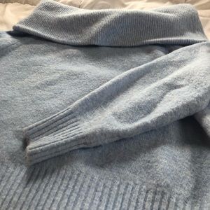 Powder blue off the shoulder sweater